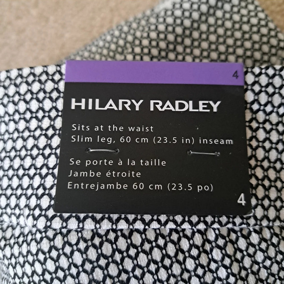 New! Hilary Radley Cropped Pants Black White Size 4 Tummy Control Patterned - Picture 7 of 11
